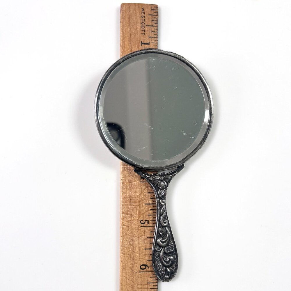 Vintage Hans Jensen Denmark Silver Plated Hand Mirror Repoussé Stamped Danish - Picture 3 of 13